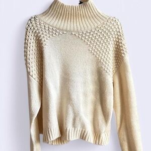 Falls Creek Cream Cowl Neck Sweater with Textured Knit